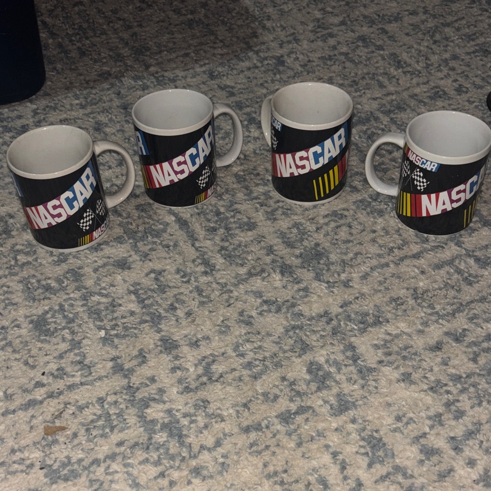 Nascar Black and Multicolor Mugs Set